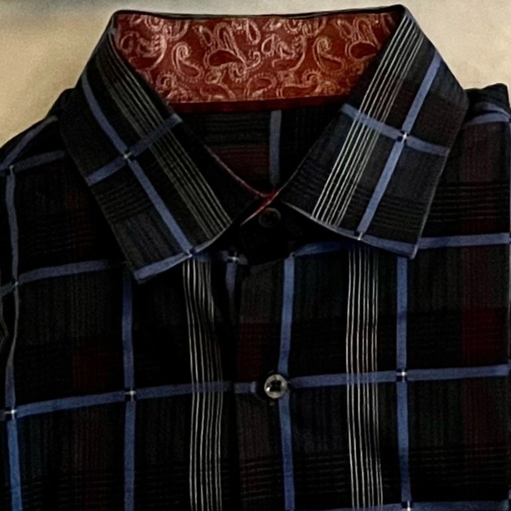 Tasso Elba Mens Size Large ~ 16 - 16 1/2 Long Sleeve 100% Cotton Shirt